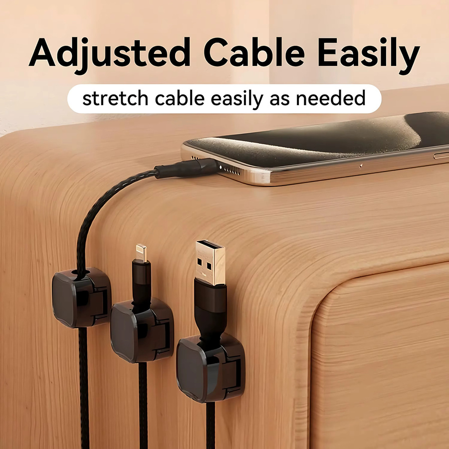 VAORLO Magnetische Kabelhalter für USB-C Kabel, Desktop Kabel-Organizer in Schwarz oder Weiß - Bild 3