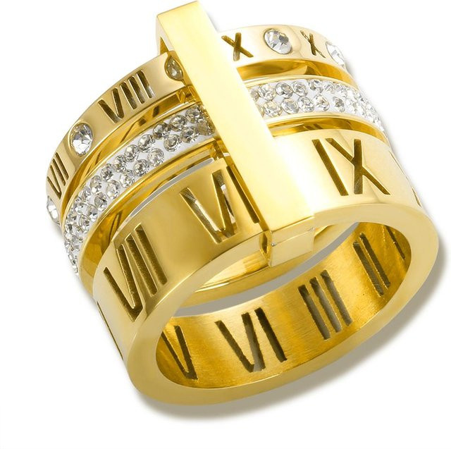 Ring Edelstahl, Bicolor, Kristall, Damen - Bild 1
