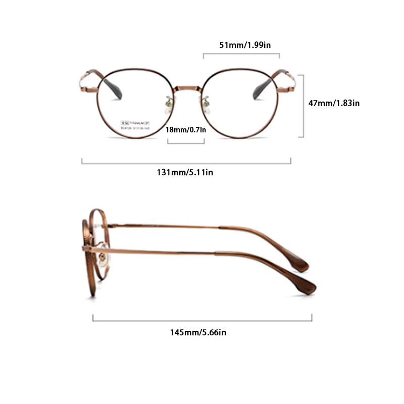 Hindfield Korrektionsbrille, runder Rahmen, Titan, Vollrand - Bild 2