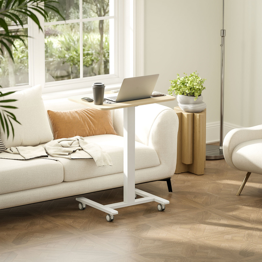 Vinsetto Höhenverstellbarer Stehpult Computertisch mit Handkurbel und Rollen, Gelb, B: 65 cm, T: 48 cm, H: 68-108 cm - Bild 2