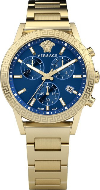 Versace Chronograph, Edelstahl, Blau, Quarz, 40 mm, Damen - Bild 1