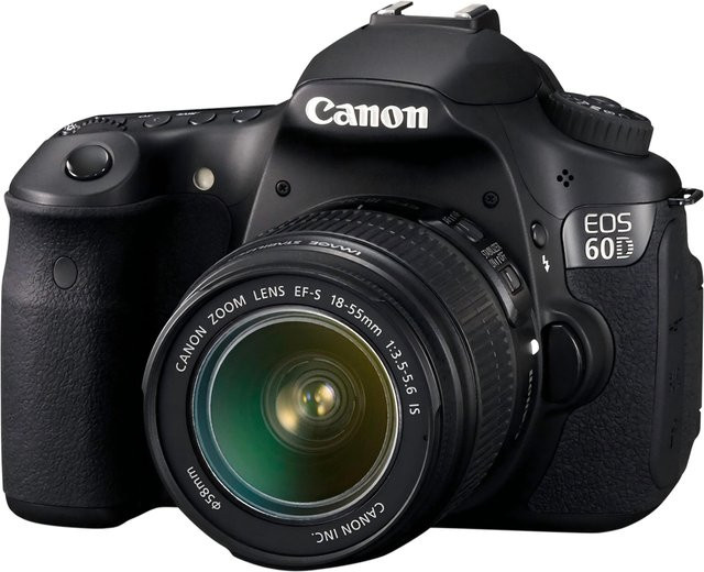 Canon EOS 60D Digitale Spiegelreflexkamera mit EF-S 18-55mm f/3.5-5.6 IS Zoomobjektiv in Schwarz - Bild 1
