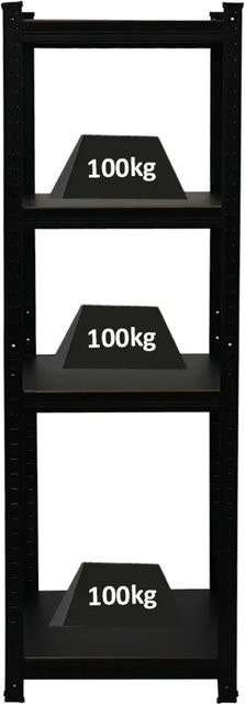 PROREGAL Schwerlastregal Ragnar All Black Series, Matt Schwarz, H x B x T: 150 x 45 x 45 cm, Gesamtlast 500 kg, Steckregal für Keller, Garage und Werkstatt - Bild 1