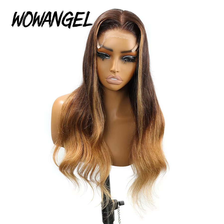 WOWANGEL Perücke, Honigblonde Ombre, gewelltes Echthaar, 5X5 HD Lace Closure - Bild 2