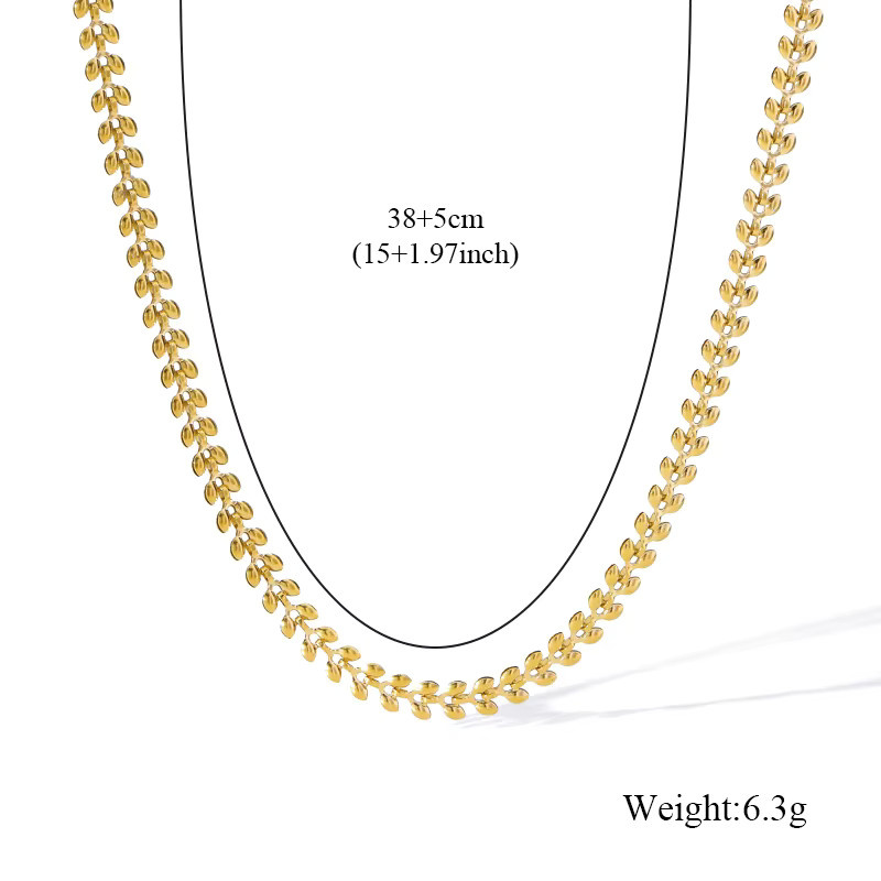 GANEMLY Schmuck-Set Edelstahl, Gold, Damen, Kopf von Weizen - Bild 2