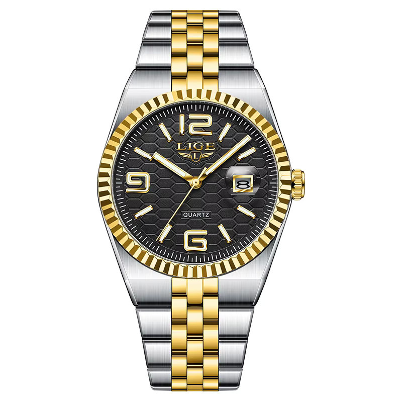 LIGE Armbanduhr Edelstahl, Quarz, Schwarz, Herren - Bild 7