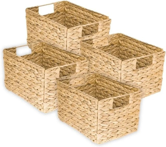 HMF Aufbewahrungskorb aus Wasserhyazinthe und Seegras mit Metallrahmen, faltbar, beige, B/T/H: 32 x 23 x 20 cm - Bild 1
