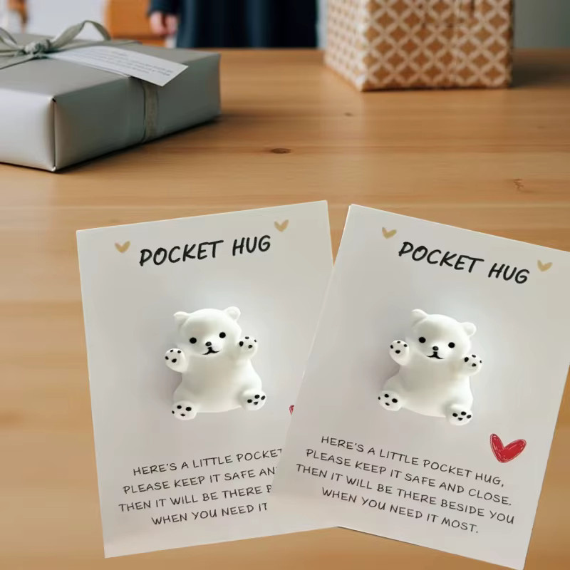 5er-Pack Mini Pocket Bear Hug Cards in Weiß aus Papier zur Ermutigung und Unterstützung für Geburtstag und Freundschaftstag - Bild 2