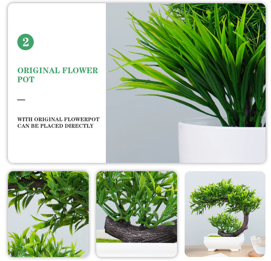 Uflower Künstlicher Bonsai Baum in Grün als Tischdekoration für dein Zuhause - Bild 2