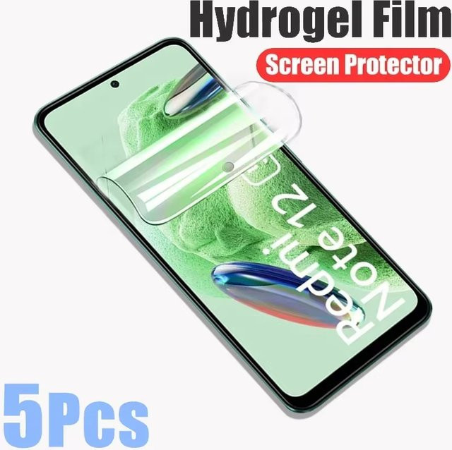 5er Pack Hydrogel Displayfolie für Xiaomi Redmi 13C, Note 15 Pro, 14 Pro, 13 Pro, 12 Pro, 11S, 10 Pro Max, 9, Vollabdeckung, Transparent - Bild 1