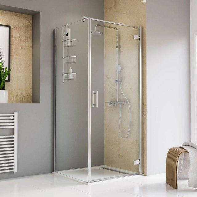 Schulte Duschwand Toura Ecklösung mit Pendeltür und Seitenwand, Farbe Silber, Glas, B/H: 90 x 200 cm - Bild 1