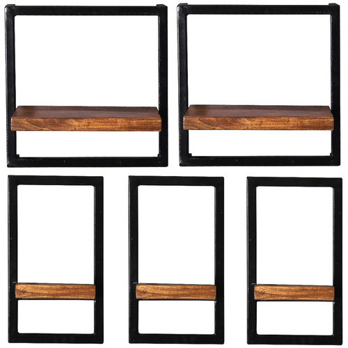 SIT Wandregal PANAMA mit 5 Fachböden aus Holz und Metall in Braun, B/T/H: 110 x 25 x 60 cm - Bild 2