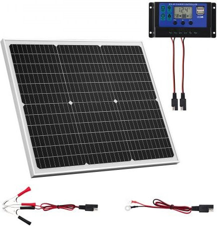 VEVOR Solar-Batterieladegerät und Erhaltungsladegerät 50W 12V mit MPPT-Controller, IP65 wasserdicht, Schwarz - Bild 1
