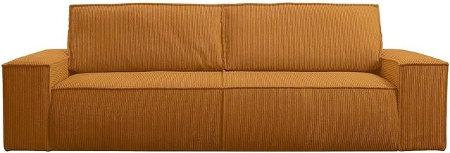 Schlafsofa Amelia Vente-unique in Hellorange mit Cord-Bezug, Breite: 257 cm - Bild 1