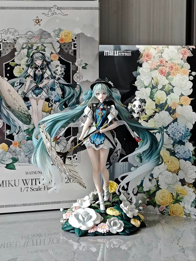 Bandai Hatsune Miku Anime-Figur aus PVC mit Panda-Regenschirm als Sammlermodell und Schreibtisch-Deko - Bild 4