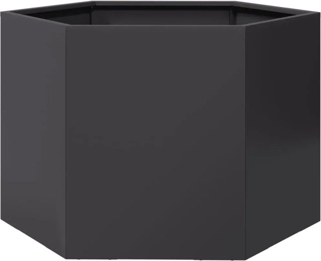 vidaXL Pflanzkübel Sechseckig aus Stahl in Schwarz B: 69 cm, T: 60 cm, H: 45 cm - Bild 1