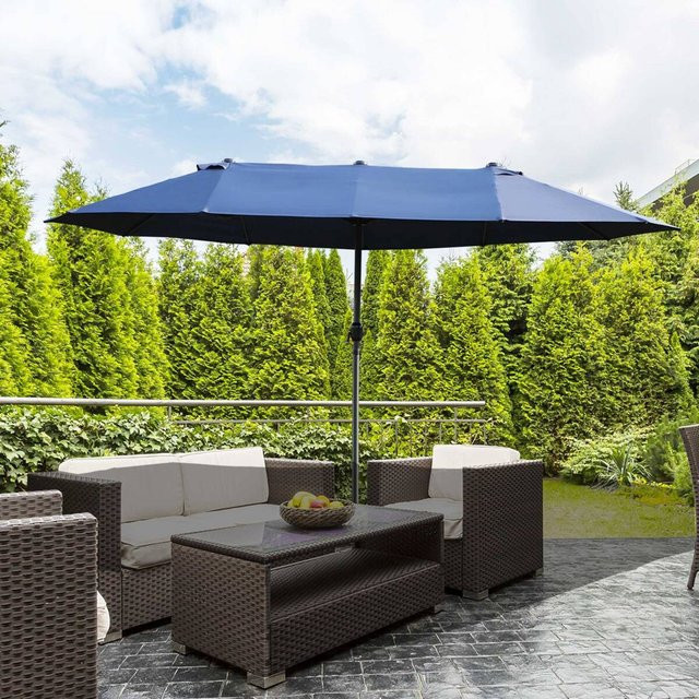 Outsunny Sonnenschirm aus Polyester und Stahl in Blau, B/H/T: 270 x 240 x 460 cm - Bild 1