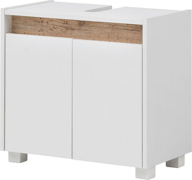 SCHILDMEYER Waschbeckenunterschrank Cosmo Badezimmer Weiß B/H/T: 56,9 x 54,6 x 33 cm - Bild 1