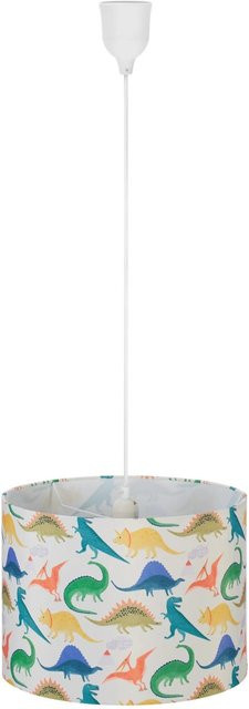 Relaxdays Hängelampe aus Kunststoff mit Dino-Motiven für das Kinderzimmer, bunt, höhenverstellbar, Durchmesser: 35 cm, Höhe: 145 cm - Bild 1