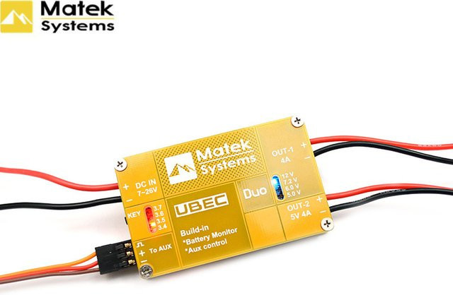 Matek System UBEC DUO 4A 5V-12V & 5V Stromversorgung für RC Quadcopter, Flugzeuge und Multicopter in Gelb - Bild 1