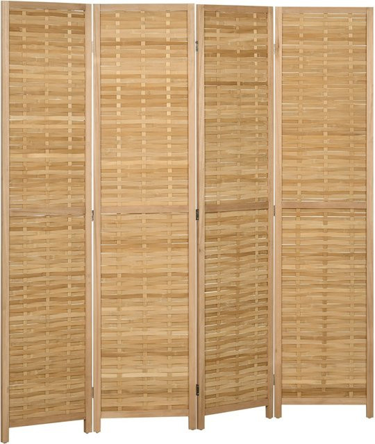 HOMCOM Paravent 4-teilig aus Bambus und Metall in Natur/Beige, B/H: 160 x 170 cm, Tiefe: 1,8 cm - Bild 1