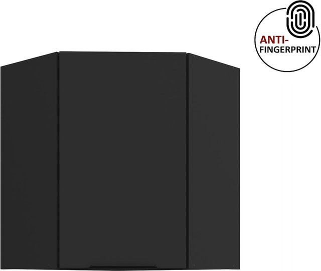 Küchen Eckschrank ARIA Schwarz matt Anti Fingerprint Breite: 60 cm, Tiefe: 60 cm, Höhe: 72 cm - Bild 1