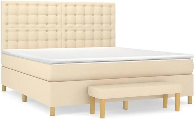 vidaXL Boxspringbett mit Matratze Hybrid-Design in Beige, B/T/H: 180 x 200 cm - Bild 1