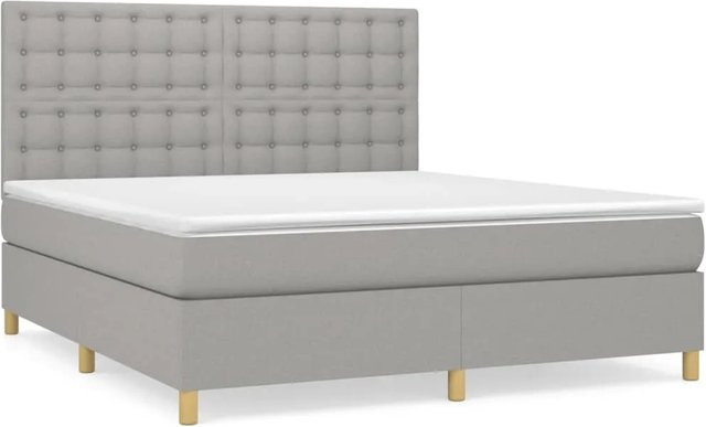 vidaXL Boxspringbett mit Matratze Hybrid-Design in Hellgrau, B/T: 180 x 200 cm - Bild 1