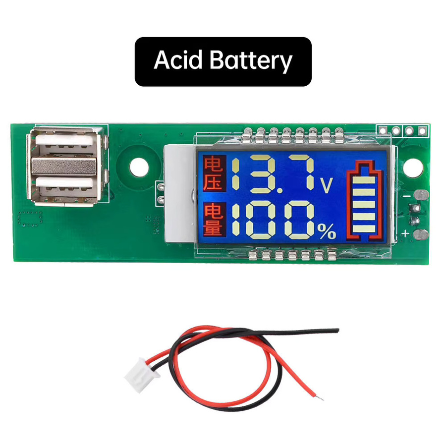 Aideepen LCD-Spannungsanzeige mit zwei Displays und zwei USB-Anschlüssen in Grün, 12 V, 11,1 V–12,6 V - Bild 2