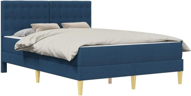 vidaXL Bettgestell mit Matratze und Kopfteil in Blau, B/T/H: 140 x 200 x 144 cm - Bild 1