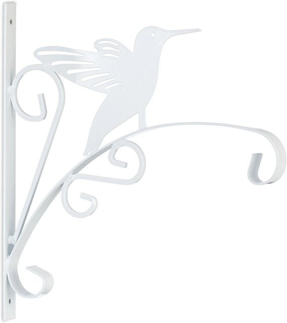 Relaxdays Blumenampelhalterung 2er Set aus Eisen mit Vogelmotiv in Weiß, B: 30 cm, H: 29,5 cm, T: 2 cm - Bild 1
