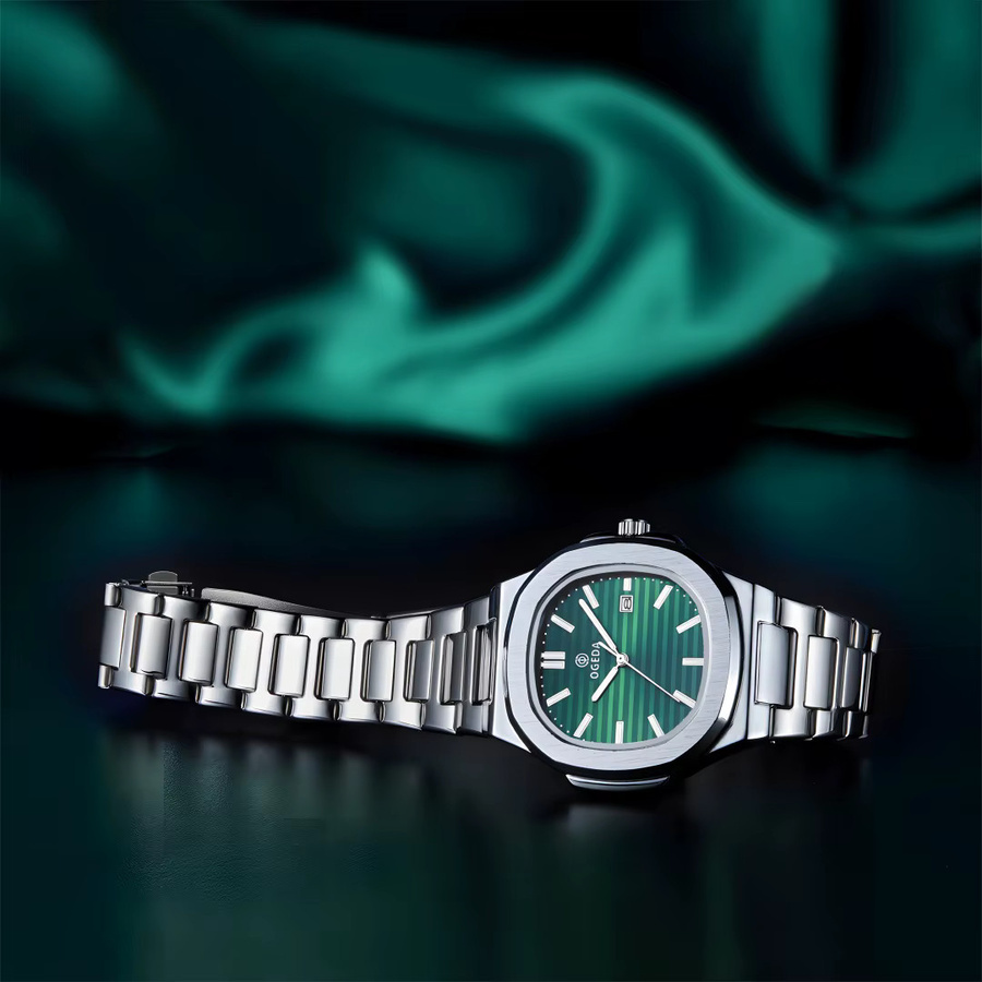 OGEDA Armbanduhr Quarz, Edelstahl, Grün, Herren - Bild 3
