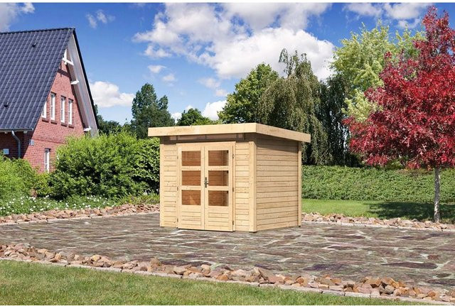 Karibu Holz-Gartenhaus Kumla 2 Natur Pultdach Unbehandelt B: 244 cm, T: 204 cm - Bild 1