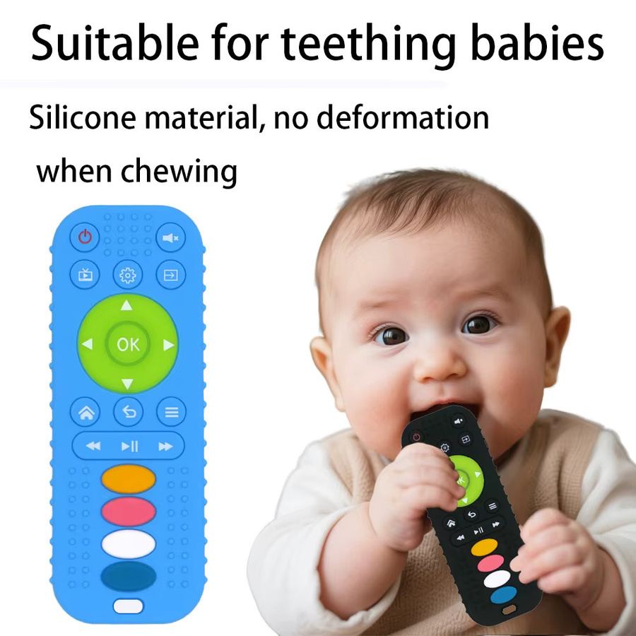 Buntes Silikon-Beißspielzeug in Fernbedienungs-Design für Babys, lebensmittelechtes und BPA-freies Zahnen-Spielzeug - Bild 2