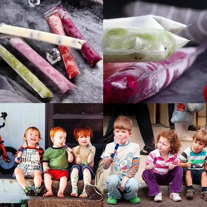 100 Stück transparente Eisbeutel aus Kunststoff zum selbst dichten für hausgemachtes Eis am Stiel - Bild 4