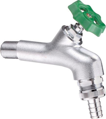WELLWATER Gartenventil mit Belüfter in Silber und Grün, 1/2 Zoll mit Schlauchanschluss - Bild 1