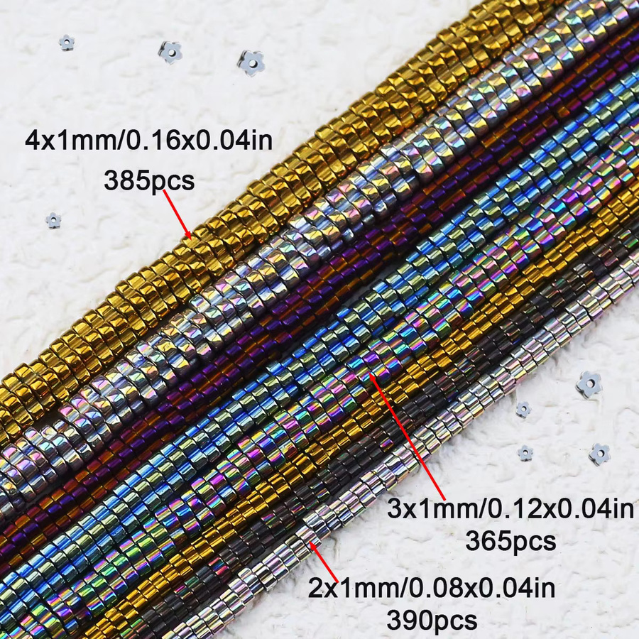 Hämatit Perlen, mehrfarbig, Naturstein, 2/3/4mm, lose Abstandsperlen - Bild 4