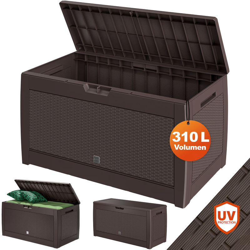 CASARIA Gartenbox Rato in Braun mit Rattan-Optik, wasserdicht, 310 l, Kunststoff - Bild 2