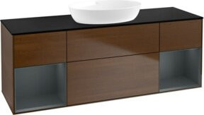 V&B Waschtischunterschrank Finion mit Wandbeleuchtung, Breite: 160 cm, Tiefe: 50,1 cm, Höhe: 50,1 cm, lackiert in Platinblau Matt - Bild 1