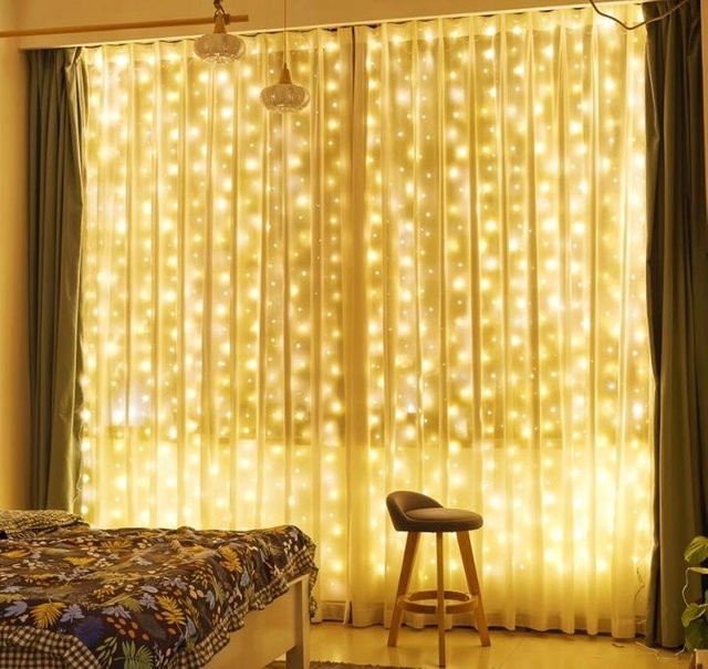 LED Lichtervorhang für Weihnachtsbaum und Fenster, Girlande, 3 x 3 m - Bild 1