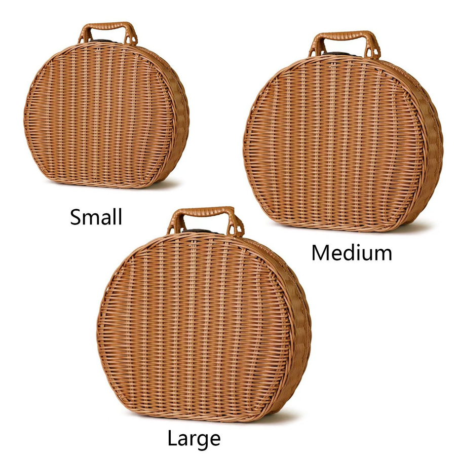 OutsideWorld Aufbewahrungskorb aus Weidenimitat in Braun, runder Rattan Koffer mit Griff für Wohnzimmer und Picknick - Bild 1