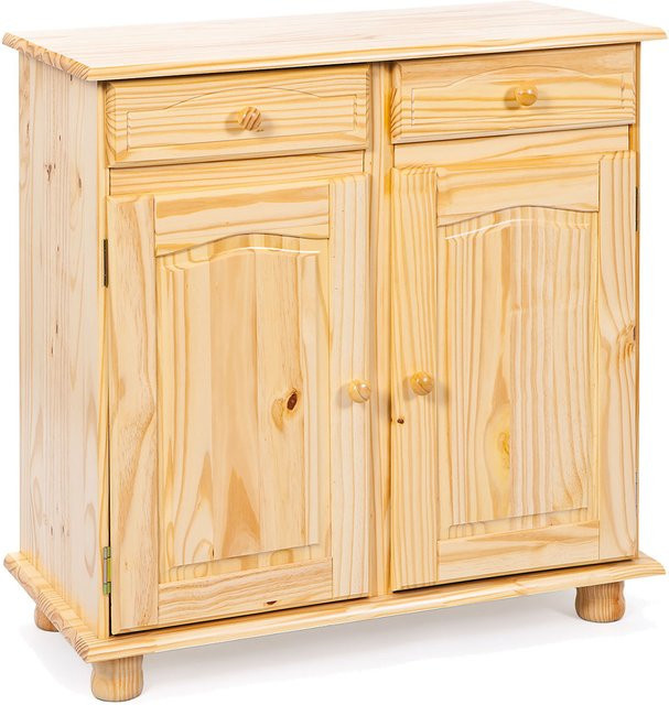 INTER LINK Kommode im Landhausstil aus Massivholz, 2-türig, Braun, B: 87 cm, H: 43 cm, T: 23,9 cm - Bild 1