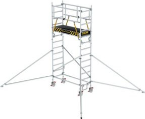 Günzburger FlexxTower SGX ergo Aluminium Rollgerüst in Silber mit vorlaufendem Geländer und einer Plattformhöhe von 3,07 m - Bild 1