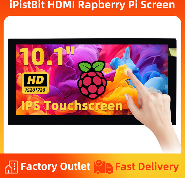 iPistBit 10,1 Zoll IPS HD LCD-Monitor mit 1520 x 720 Display in Schwarz für Raspberry Pi 5/4B/3B+ und Windows - Bild 1