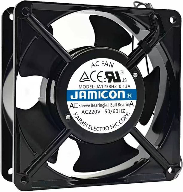 Jamicon JA1238H2 Industrie-Chassis-Lüfter mit Doppelkugellager, Schwarz, 120 mm - Bild 1