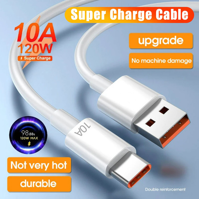 Xiaomi USB auf Typ-C Ladekabel für Android, 120W 10A Hochgeschwindigkeits-Datenübertragung, Weiß - Bild 1