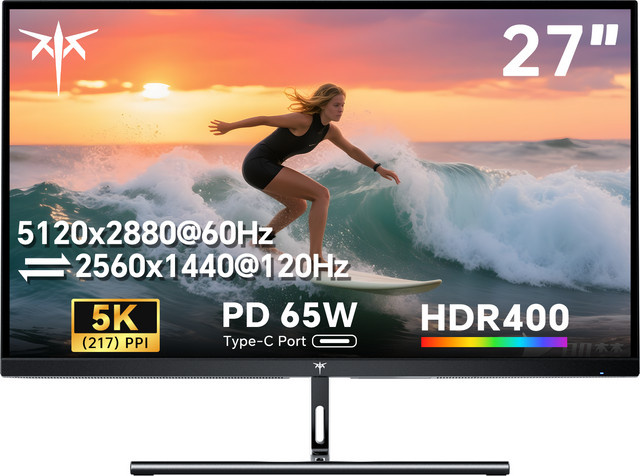 KTC 27 Zoll 5K Monitor mit IPS-Panel und 65 W USB-C Anschluss in Schwarz - Bild 1