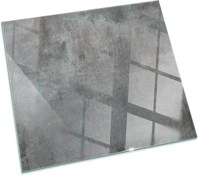 Tulup Glasplatte für Kamin und Kaminofen mit roher Oberflächenstruktur, Grau, B/T: 60 x 60 cm - Bild 1