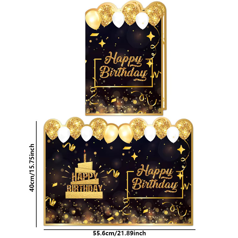 CHENJ Happy Birthday Gästebuch und Nachrichtengedenkkarte in Schwarz und Gold aus Papier - Bild 2