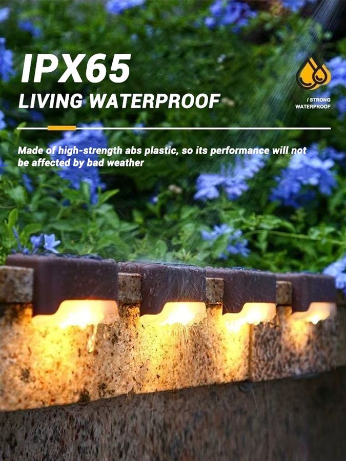 XIWANGFIRE Solar-Wegeleuchte mit warmweißer LED für den Außenbereich, wasserdichte Garten-Stufenleuchte und Terrassenbeleuchtung - Bild 6